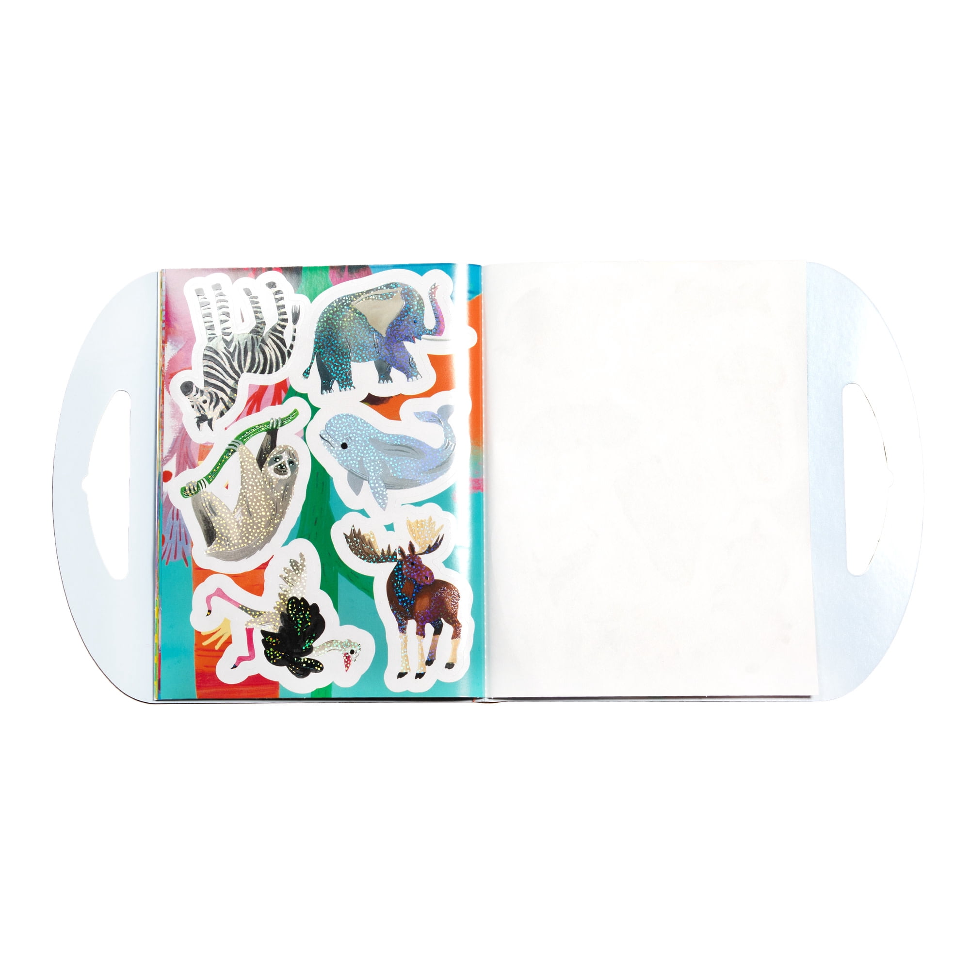 eeBoo: Wonderful Animals Shiny Sticker Book - 200+ Sparkling Stickers in 3 Sizes, Little-Big-Very Big, Carry Handle, Rainbow Foil, Kids Ages 3+