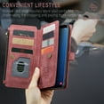 thumbnail image 3 of Wallet Case Compatible with Samsung Galaxy S9 Plus, Multifunctional Magnetic Closure Folio Case, [RFID Blocking] Durable PU Leather Flip Lanyard Strap Wristlet Zipper Card Holder Phone Case, Red, 3 of 10