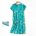 thumbnail image 2 of AOMPMSDX Women's Cotton Nightgown Sleepwear Short Sleeves Shirt Casual Print Sleepdress Green L, 2 of 4