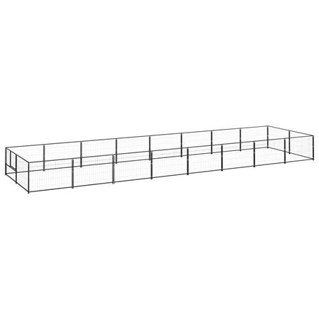 Dcenta Dog Kennel with Door Steel Wire Mesh Sidewalls Fence Lockable Pet Playpen Dog Exercise Cage Black for Outdoor 315 x 78.7 x 27.6 Inches (L x W x H)