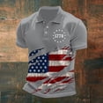 thumbnail image 2 of Shirts for Men Usa 250th Anniversary Print Polo Shirt Memorial Day Veteran T-Shirts Light Gray L, 2 of 3