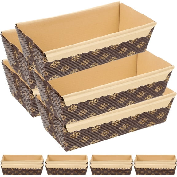 TABLZONE Paper Loaf Pans for Baking Bread and Cakes Coffee Color Disposable High-Grade Heat-Resistant