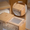 thumbnail image 3 of 2Pcs Food Storage Box with Sliding Lid, Wooden Cereal Container for Pantry, Airtight Rice Dispenser and Pasta Storage, Kitchen Canister Set for Grains, Housewarming Gift, 3 of 9