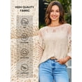 thumbnail image 6 of DOKOTOO Swimsuit Coverup for Women Hollow Out Tops Summer 3/4 Sleeve Knit Tops Lightweight Crewneck Crochet Shirts, 6 of 8