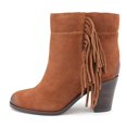 thumbnail image 5 of KENNETH COLE NEW YORK Womens Brown Fringed Comfort Alana Round Toe Block Heel Leather Booties 7.5 M, 5 of 5