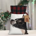 thumbnail image 5 of Rocae Black And White Boston Terrier Print Christmas Drawstring Linen Gift Bag with Drawstrings Treat Bag Goody Present Bags for Christmas Party Favor, 5 of 8