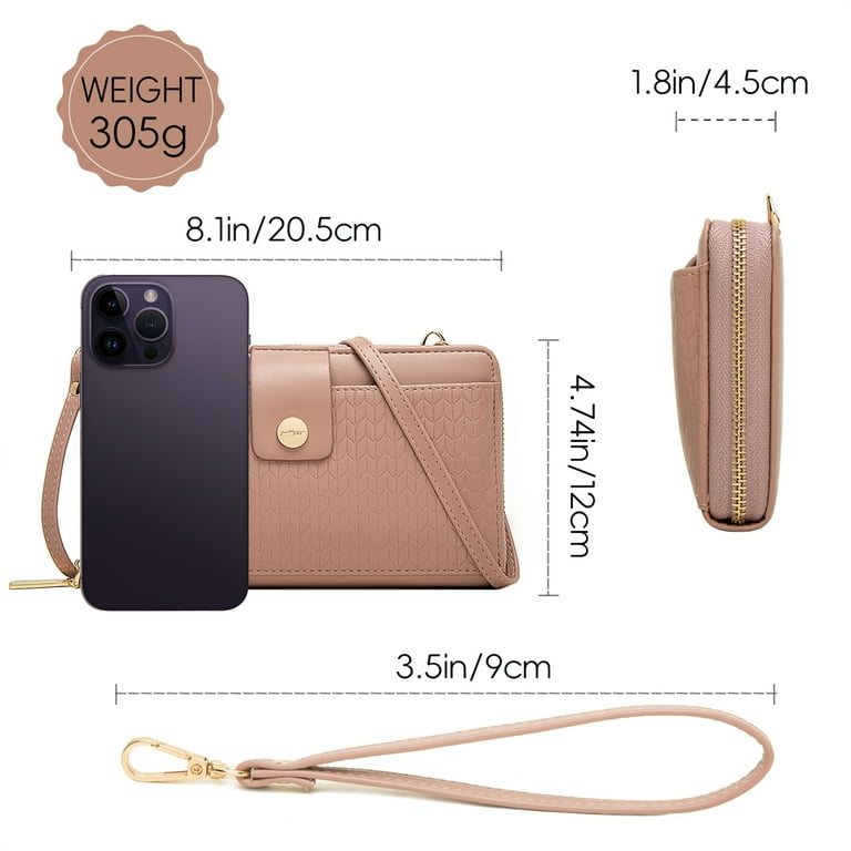 Prettyzys Women Crossbody Cell Phone Wallet Purse with RFID Protection and Multiple Card Slots Pink Women s Size Large