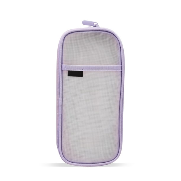 Estuche transparente para lápices, bolsa para bolígrafos, bolsa de almacenamiento de papelería con cremallera, accesorios para el hogar y la Almacenamiento y organización del hogar Púrpura Blanco Wosthever HA059956-01