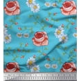 thumbnail image 1 of Soimoi Poly Georgette Fabric Leaves & Daisy Floral Print Sewing Fabric Yard 52 Inch Wide, 1 of 1