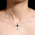 thumbnail image 3 of RYLOS Necklace Sterling Silver 925 Cross Necklace with Gemstone &  Diamonds Pendant with 18" Chain 7X5MM Cabochon Onyx October Birthstone Womens Jewelry Silver Necklace For Women, 3 of 8