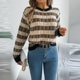 thumbnail image 4 of Women's Striped Top Crewneck Color Bands Long Sleeve Knit Pullover Sweater Black L, 4 of 7