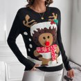 thumbnail image 4 of Suéteres De Punto Suéter negro con estampado de ciervos Traje de vacaciones de estilo festivo informal para mujer Ygjytge Negro T M para Mujer, 4 of 6
