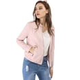 thumbnail image 1 of Chaqueta corta de motociclista Allegra K Piel sintética Rosa XS, 1 of 6
