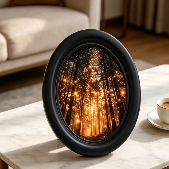 MMJ Picture Frames Solid Wood Oval Vintage Style Wall Tabletop Home Decor 5.25x4.16in