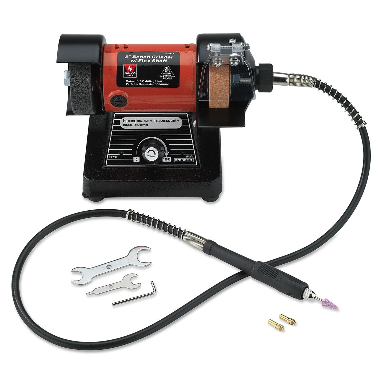 Neiko Tools 3-Inch Bench Grinder with Flex Shaft, 10207A
