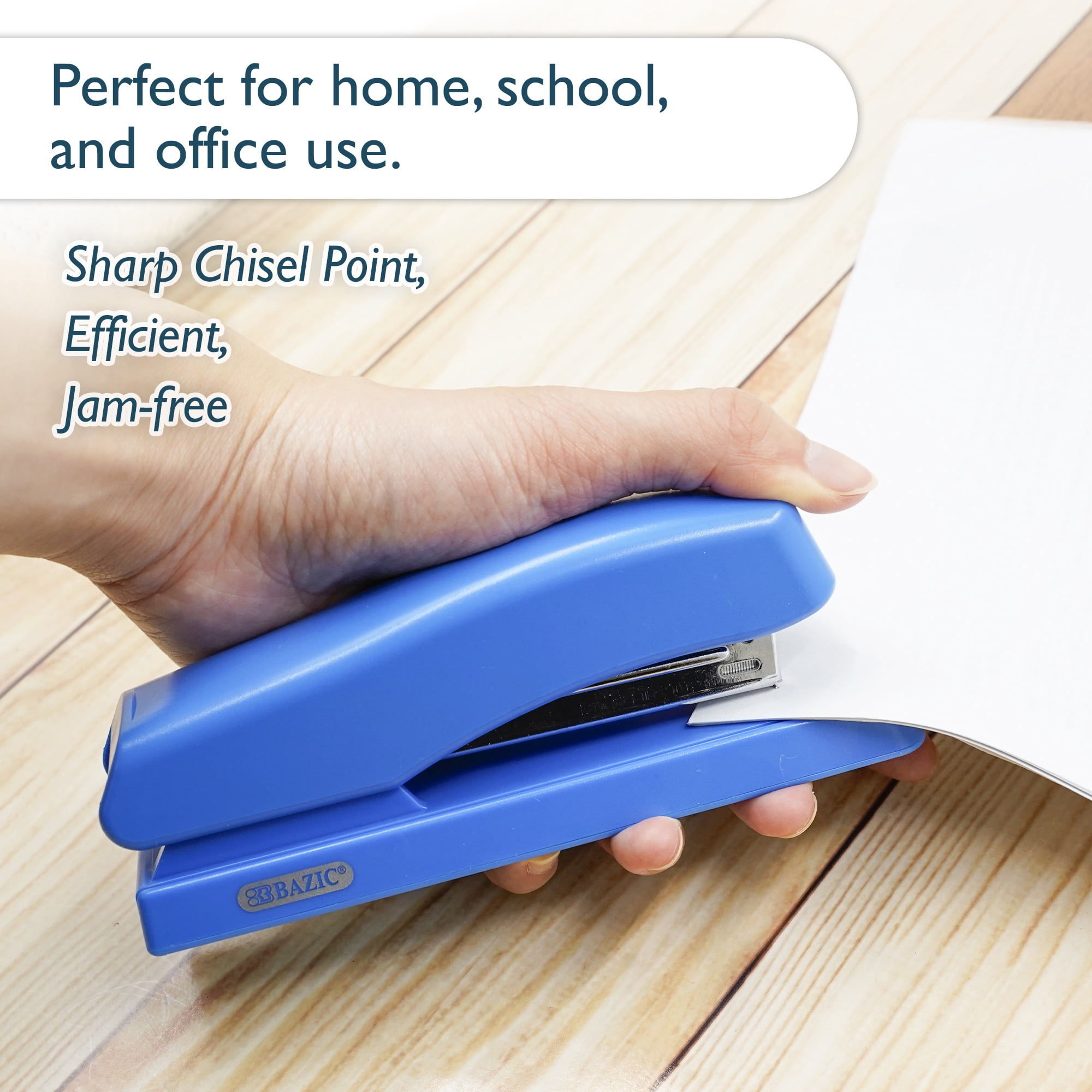 BAZIC Desktop Stapler + Staple Remover + 1250 Staples, 3-Pack