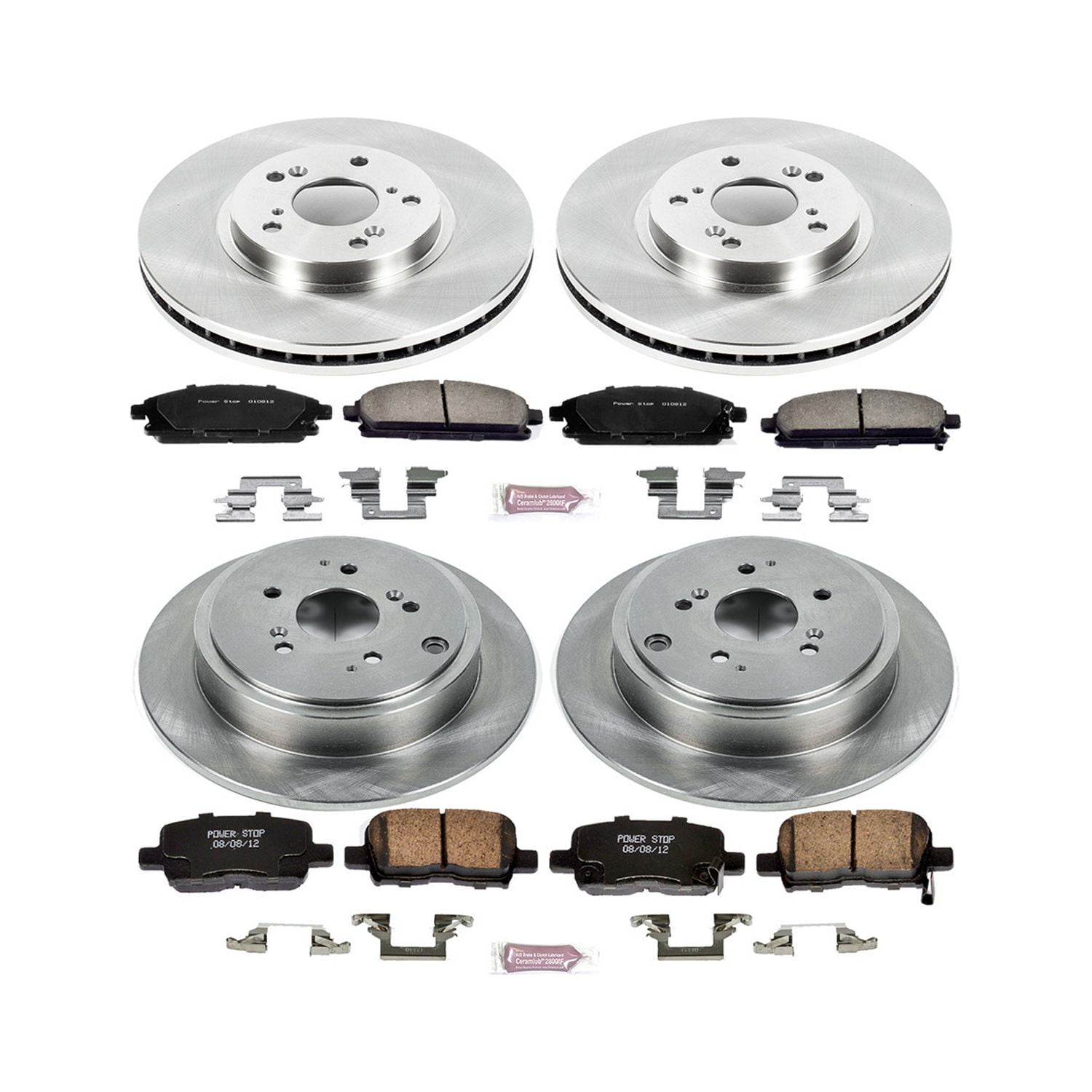 Power Stop Front and Rear Stock Replacement Brake Pad and Rotor Kit KOE2291