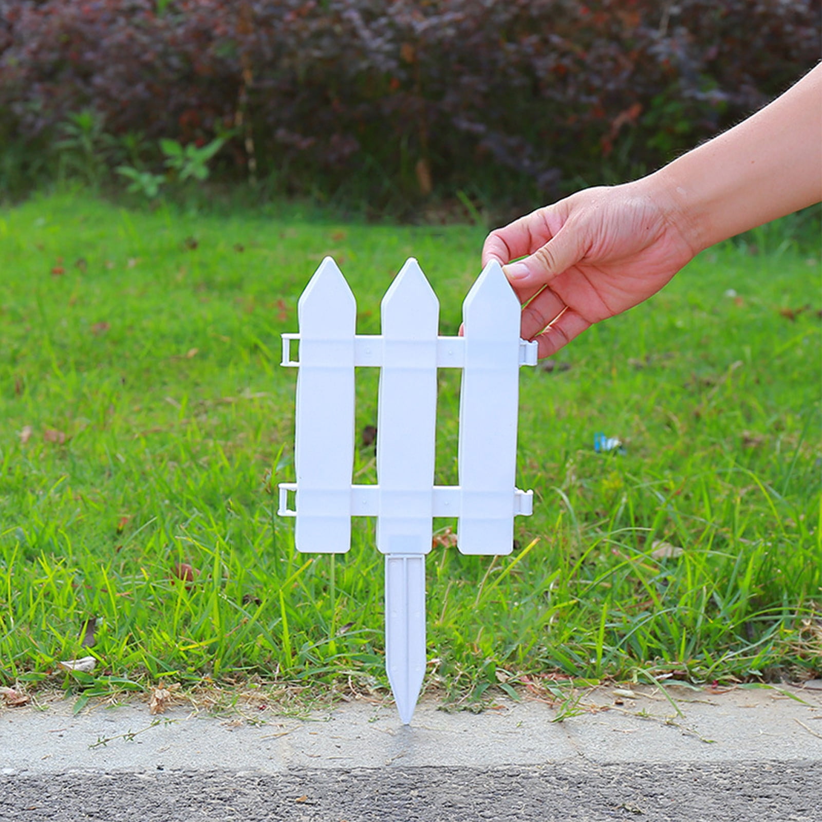 5-Pack Plastic Garden Fence, Decorative White PVC Picket Border for Lawn Yard Flower Beds, Outdoor Edging for Vegetable Patio Decoration, Easy Install No Tool Fencing Panels Set