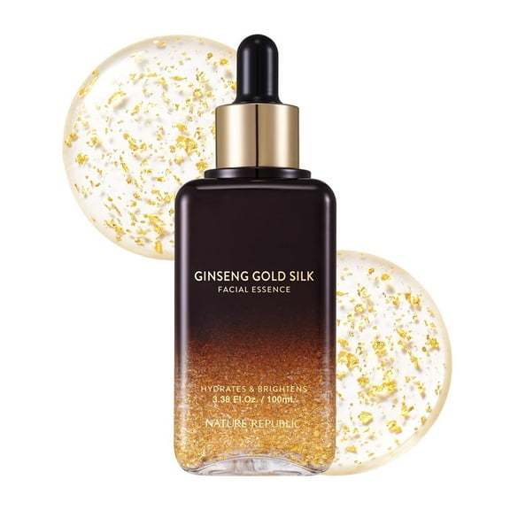 Nature Republic Ginseng Gold Silk Gold Ampoule - Korean Beauty, Hydrating Facial Moisturizer, All skin Type, 100ml / 3.38 Fl Oz