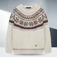 thumbnail image 2 of VNKIDY Men's Sweater Coat Fall Winter Oversized Fair Isle Knit Sweater Long Sleeve Crewneck Thermal Texture Loose Fit Festive Casual Jumper For Cold Weather Daily Wear Casual Knitwear, 2 of 3