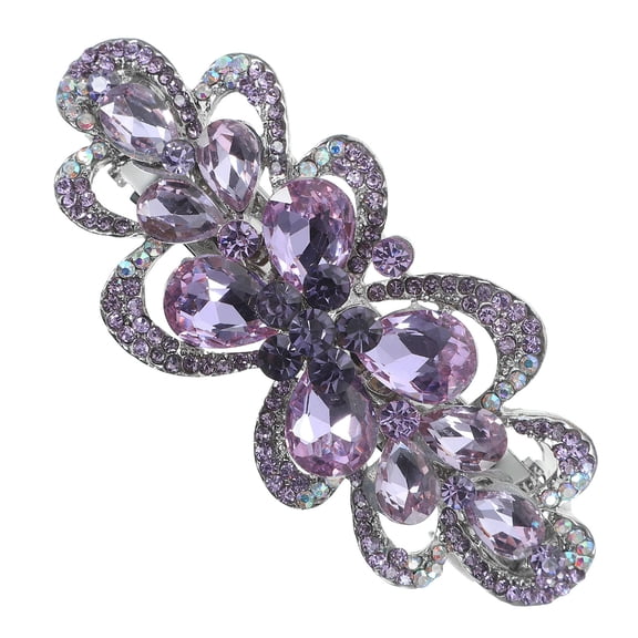 AURARMLET Purple Metal Hair Clip for Thick Hair with Rhinestone Decoration and Secure Spring Barrette