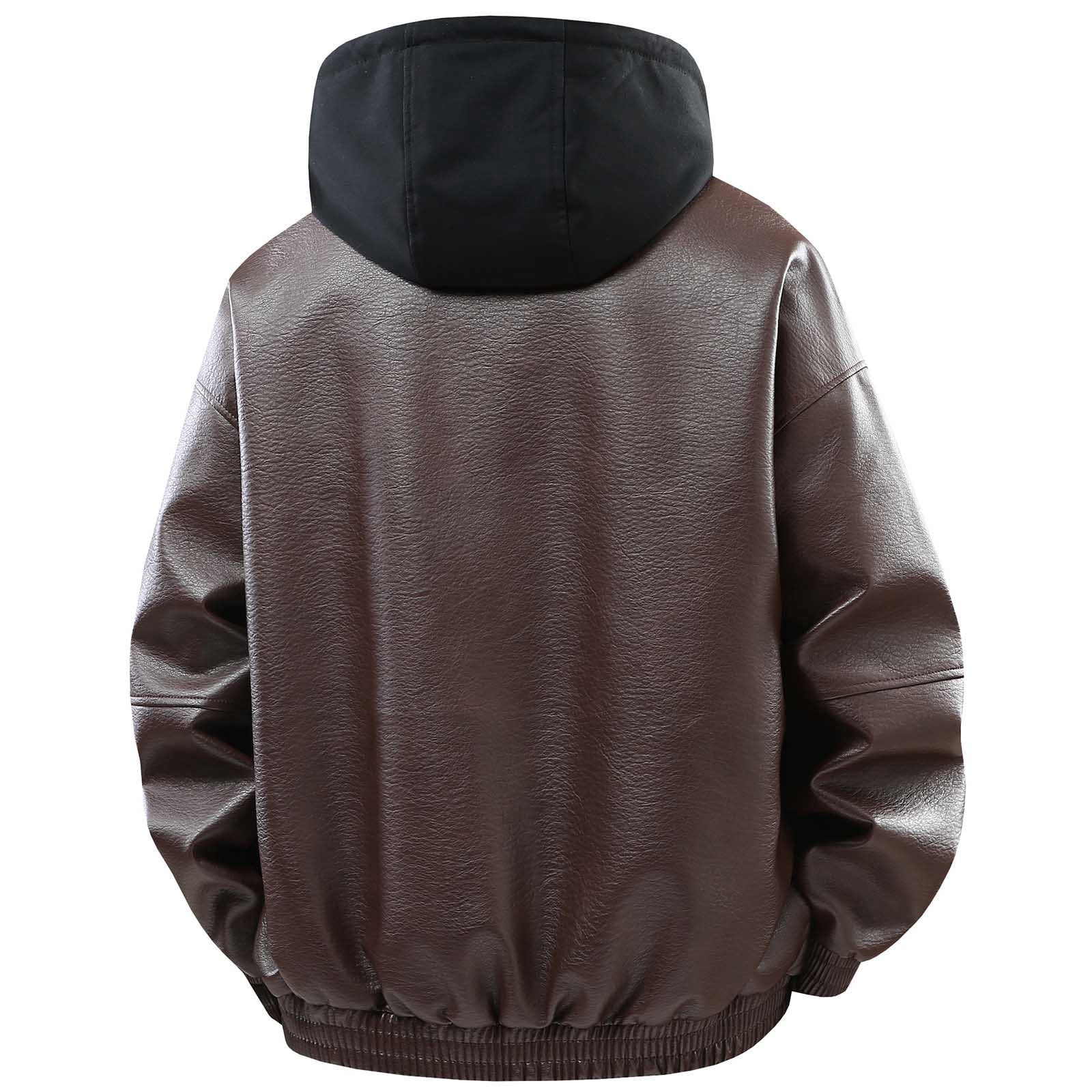 Uootdi Cropped Leather Jacket for Women Vintage Style Motorcycle Bomber Jacket Faux Leather Lapel Neck Zip Up Long Sleeve Coats Fall Going Out Jackets
