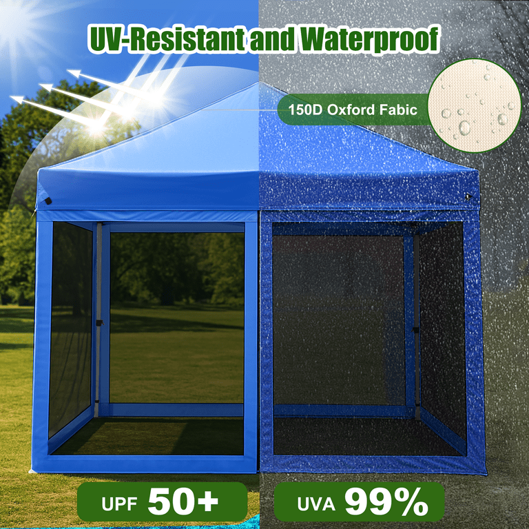 GVDV 10'x10' Canopy Tent with Mosquito Net, Zippered Doors