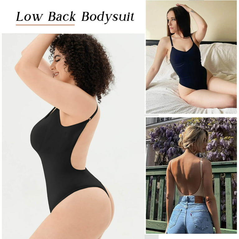 Women Tummy Control Slim Thong Bodysuit Backless Low Back Sculpting Body  Shaper