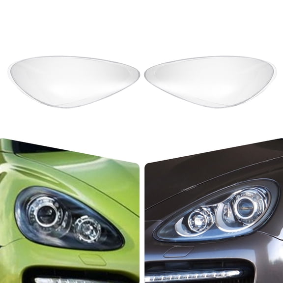 TFCFL For Porsche Cayenne 2011 2012 2013 2014 Pair Clear Headlight Lens Cover Left and Right Side