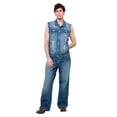 thumbnail image 5 of Victorious Men's Classic Distressed Biker Denim Jean Vest DK101 - Indigo - 2X-Large, 5 of 7