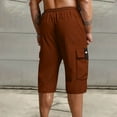 thumbnail image 4 of BRDFRL Men's Below Knee Long Shorts Cargo Capri Lightweight Hiking 3/4 Multi Pockets Deep Red L, 4 of 4