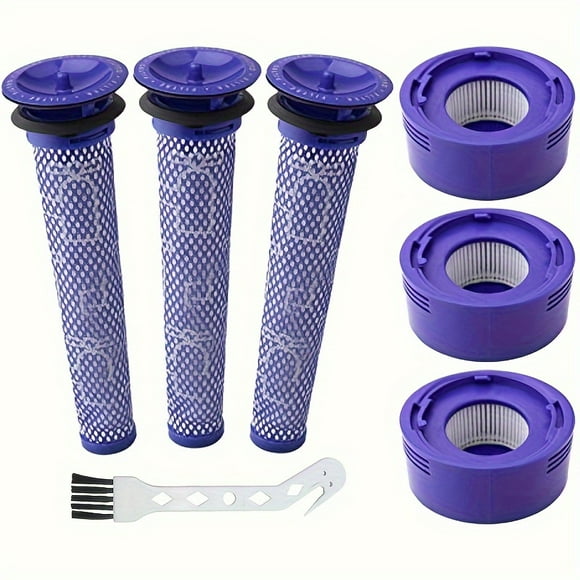 6 Pack Vacuum Filter Replacement Kit for Dyson V7, V8 Animal and V8 Absolute Cordless Vacuum, 3 Post Filter, 3 Pre Filter, Replaces Part # 965661-01 & 967478-01