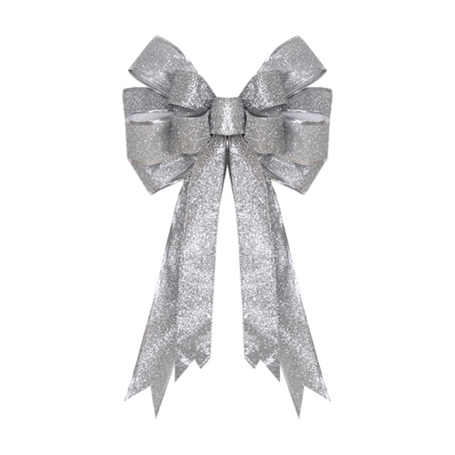 LCXmlly Tear Resistant Christmas Bowknot Glitter Powder Christmas Bowknot Large Size Reusable Holiday Decoration Xmas Tree Gift Box Packing Ribbon Bowknot Pendant Party