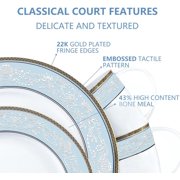 Fine Bone China Dinnerware Set,16 Pcs Classic Relief Pattern Gilt Edged High Grade Porcelain Tableware Sets For 4 People