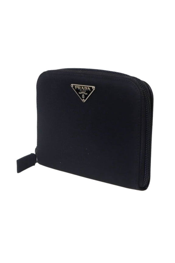 Pre-Owned PRADA Prada nylon zip compact wallet in black (Fair)