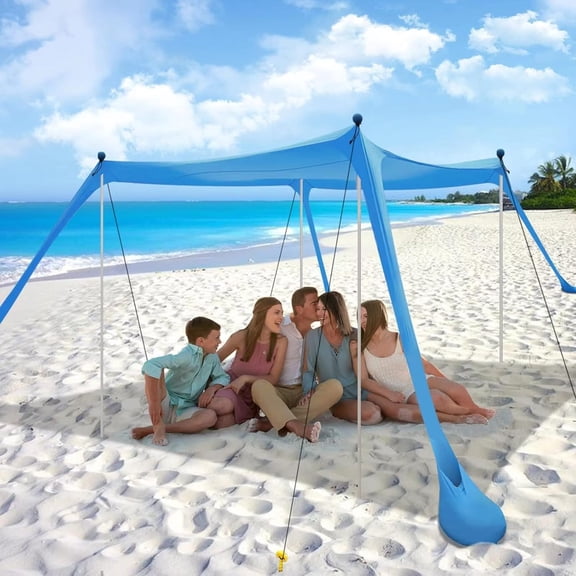 Beach Tent Sun Shelter with UPF 50  UV Protection, Beach Canopy Sun Shade 11x11 FT with Sandbags,