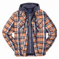 thumbnail image 1 of Chaqueta Sherpa para hombre, sudadera con capucha de forro polar grueso a cuadros, informal, con cremallera, cálida, para otoño e invierno, camisas de corte relajado, 1 of 5