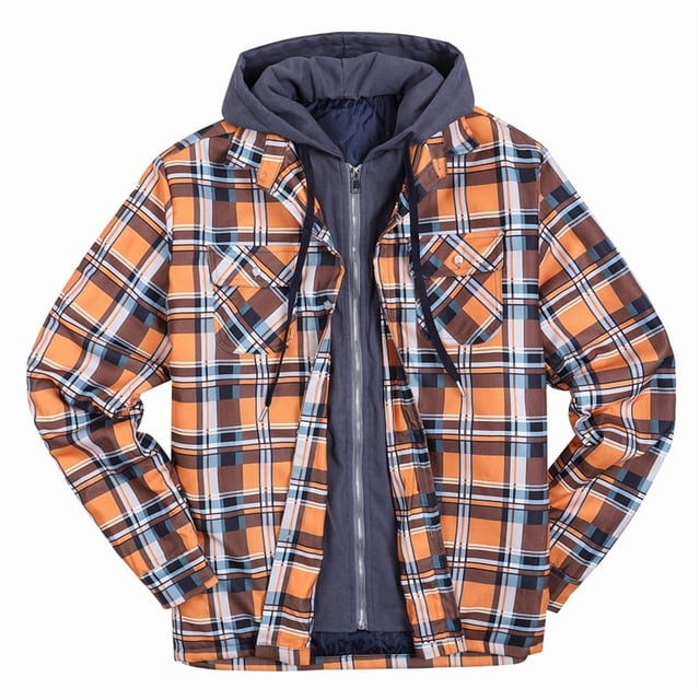 Chaqueta Sherpa para hombre, sudadera con capucha de forro polar grueso a cuadros, informal, con cremallera, cálida, para otoño e invierno, camisas de corte relajado