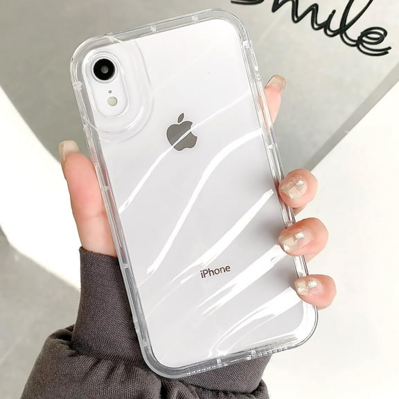 Case for iPhone SE/7/8, Cute Curly Wave Water Ripple Shape Protection Cover Shockproof Phone Case for Women Girls for iPhone 7/8/SE 2022/2020 4.7 inch (Clear)