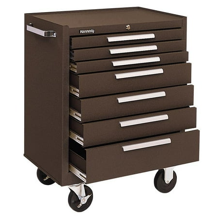 Kennedy 7 Drawer Roller Cabinet Brown With Friction Slides