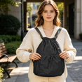 thumbnail image 6 of Luckky Solid Color Foldable Drawstring Backpack,Large Capacity Woven Fabric Cinch Sack with Adjustable Shoulder Straps,Lightweight Portable Gym Bag for Outdoor Travel Daily Use, 6 of 6