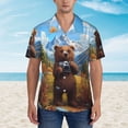 thumbnail image 2 of Fuzoiu Snowy Mountain Photography Bear Print Hawaiian Shirt for Men, Summer Beach Casual Short Sleeve Button Down Shirts, Men’s Beach Summer Shirts with Pocket,X-Large, 2 of 7