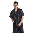 thumbnail image 2 of GLOBAL Men’s Cotton Short Sleeve and Shorts Yarn Pajama Set, Summer Soft Classic Plaid Loungewear with Pockets, Sizes S, 2 of 6