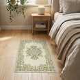 thumbnail image 3 of ODIKA Neutral Retro Boho Botanical Clustered Motif Pastel Border Vintage Stain Resistant Thin Throw for Entryway, Kitchen, Laundry Room, 3 of 7