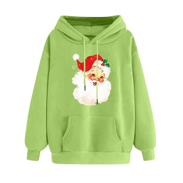 WILLBEST Sudadera Deportiva para Mujer Sudadera Navideña con Capucha Sudadera Informal de Manga Larga con Estampado Navideño XX-Grande