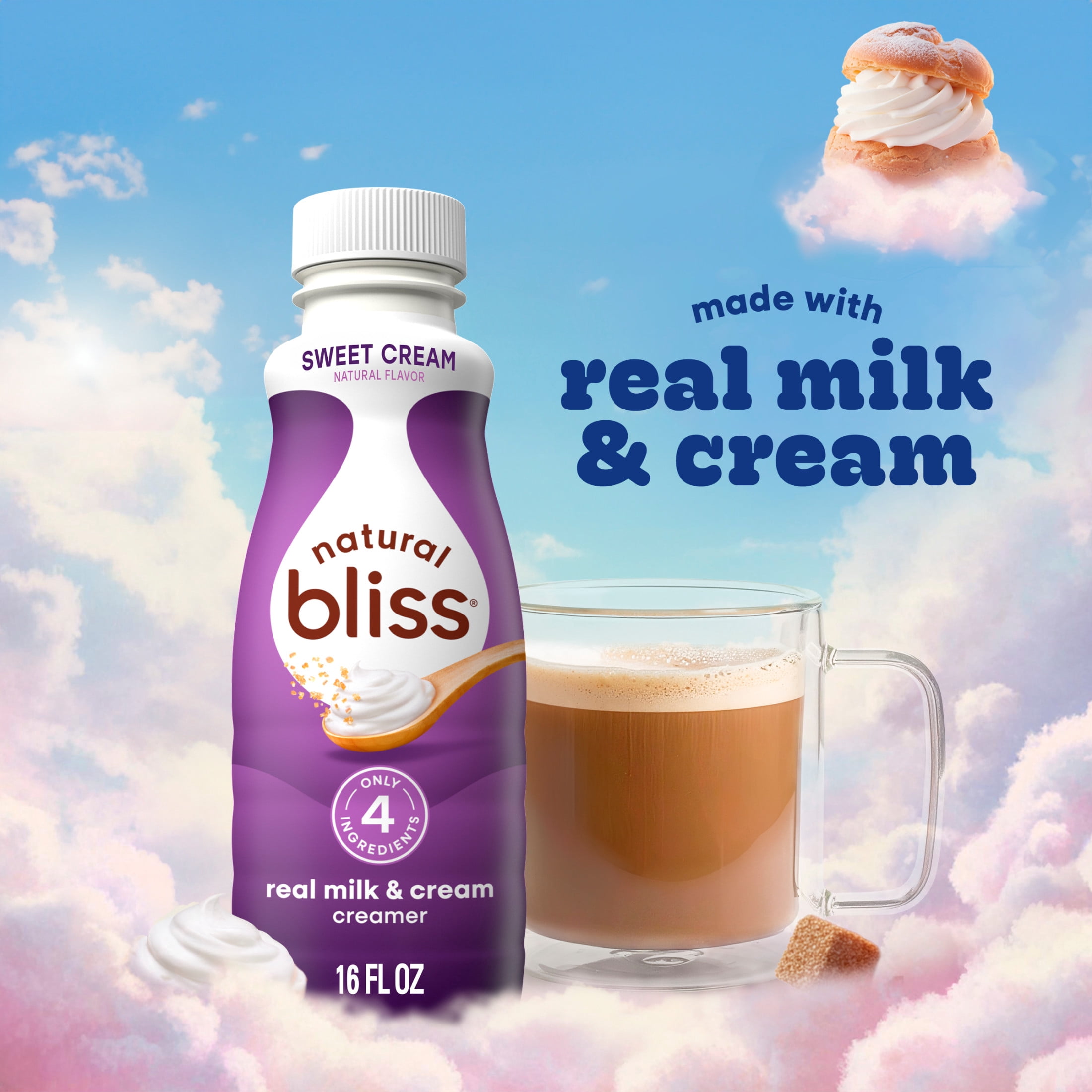 Natural Bliss Milk and Sweet Cream, Liquid Dairy Coffee Creamer, 16 fl oz​