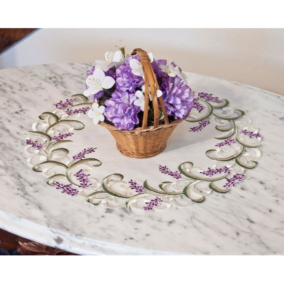 Lavender Lilac Doily, Placemat on Ivory (16" / 12" x 21")