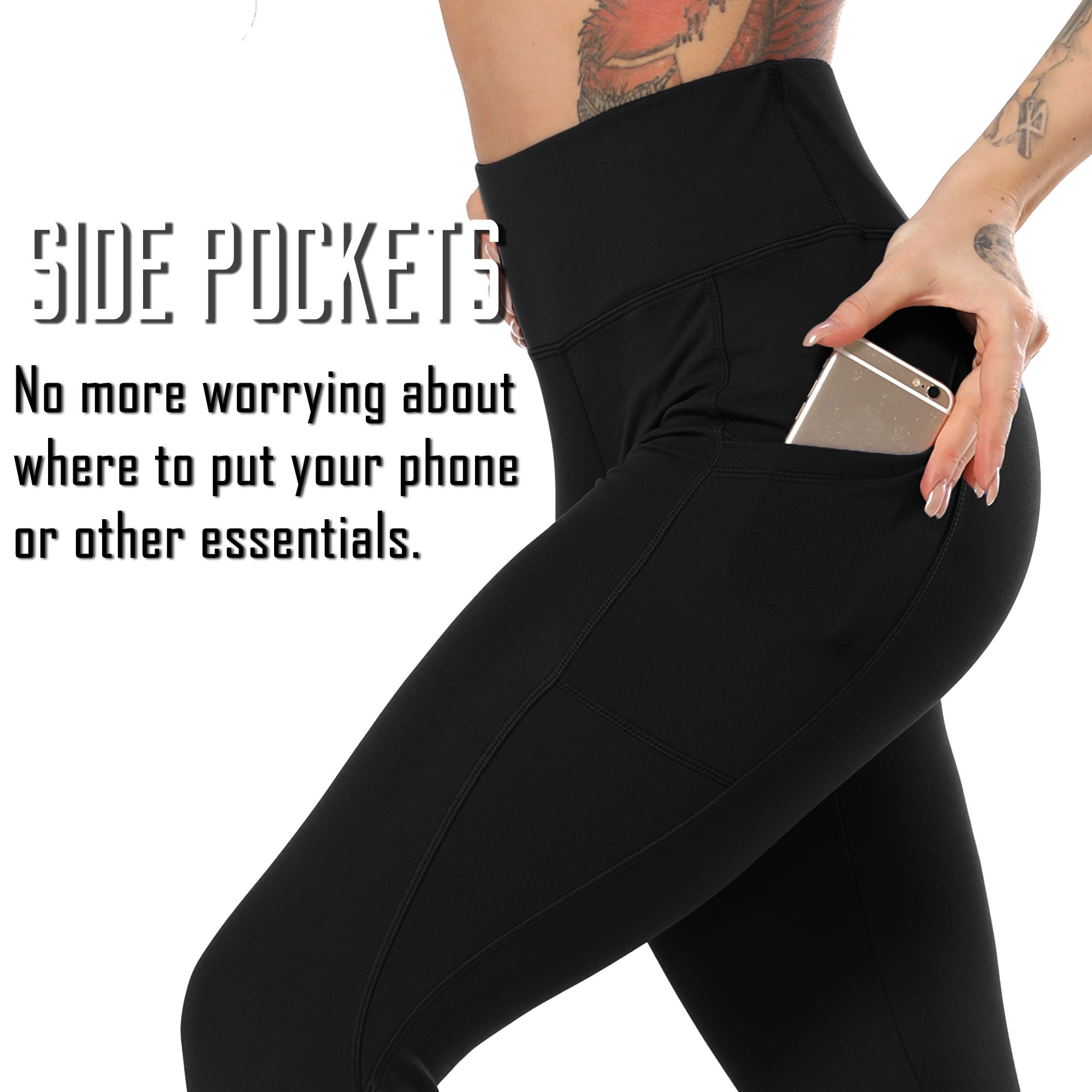 Loovoo High Waist Leggings for Women,Tummy Control Yoga Pants with Pockets,7/8 Length Workout Pants 