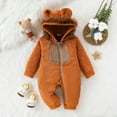 thumbnail image 2 of CAICJ98 Baby Jumpsuit with Cute Bear Hoodie Warm Fleece Lined Newborn Snowsuit Rompers Baby Boy Girl Winter Coat (Brown,3-6 Months), 2 of 7