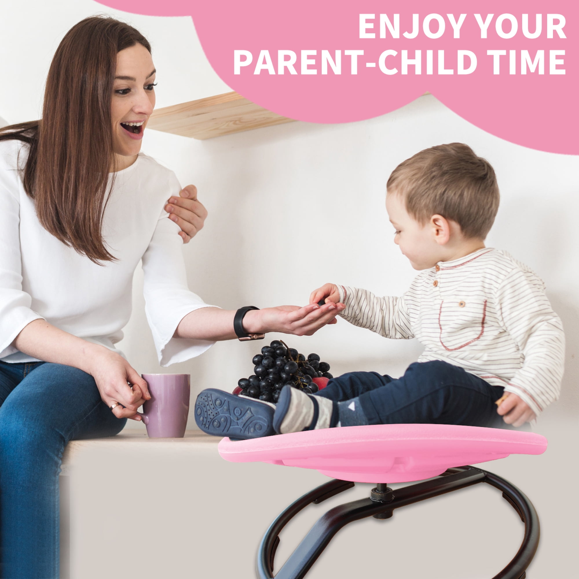 Jopath Kids Swivel Chair,360° Spinning Chair,200 lbs Capacity,Spinning Sensory Seat for Children,Autism-Friendly Toy with Non-Slip Metal Base,Spin Chair for Balance and Coordination,Pink
